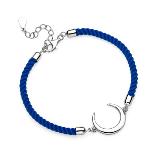 Bratara cu snur albastru și luna de argint DiAmanti Z1634B_BL-DIA (Argint 925‰ 0,5 g.)